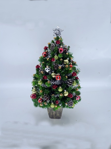 Luxury Dollshouse Miniature 5.5" Christmas Tree Red/Gold/Silver (image for) Luxury Dollshouse Miniature 5.5" Christmas Tree Red/Gold/Silver